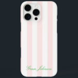 roze en witte streep Paris Geïnspireerd iPhone 16 Pro Max Hoesje<br><div class="desc">roze en witte streep Parijs geïnspireerde iPhone 16 Pro Max Hoesje. Roze en groen thema. Optie om de roze achtergrondkleur te wijzigen in elke gewenste kleur. Optie om tekst en tekstkleur te wijzigen.</div>
