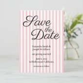 Roze en witte streep save the date (Staand voorkant)