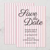 Roze en witte streep save the date (Voorkant / Achterkant)