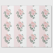 Roze en Witte Streep Waterverfrozen Cadeaupapier (Vlak)