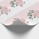 Roze en Witte Streep Waterverfrozen Cadeaupapier (Hoek)