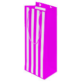 Roze en witte streep wijn cadeautas (Achterkant Gekanteld)