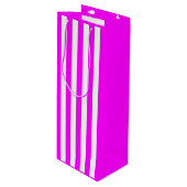 Roze en witte streep wijn cadeautas (Voorkant Gekanteld)