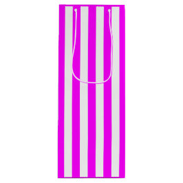 Roze en witte streep wijn cadeautas