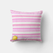 Roze en witte strepe Sunshine Sierkussen (Voorkant)