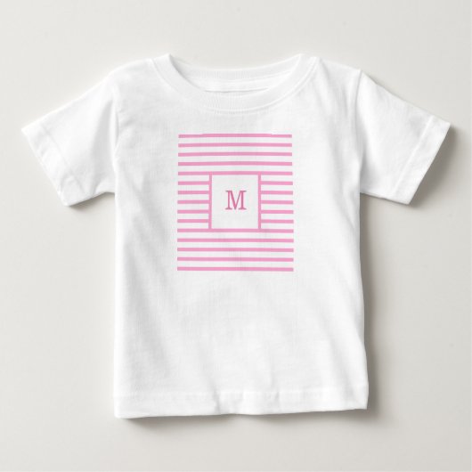 Roze en witte strepen, aangepast monogram (Voorkant)