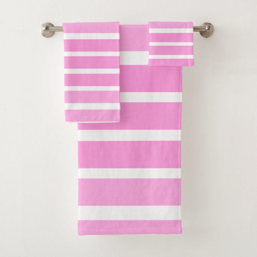 Roze en witte strepen bad handdoek (Insitu)