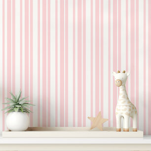 Roze en Witte Strepen Behang