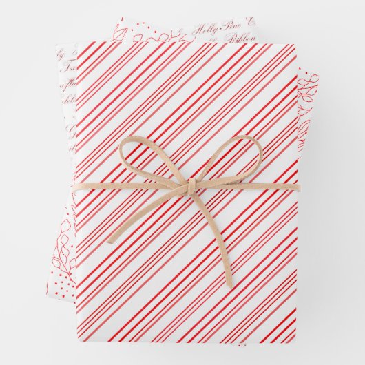 Roze en witte strepen, bessen en groeten inpakpapier vel (In situ)