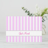 Roze en Witte Strepen Bewerkbaar Nieuw Adres Aankondiging (Staand voorkant)