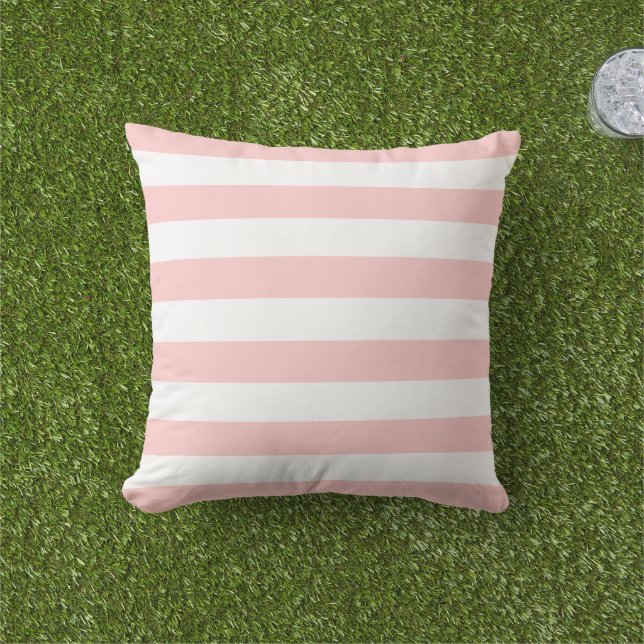 Roze en witte strepen buitenkussen (Gras)