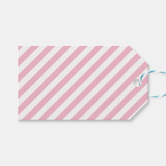 Roze en witte strepen cadeaulabel (Voorkant (Horizontaal))