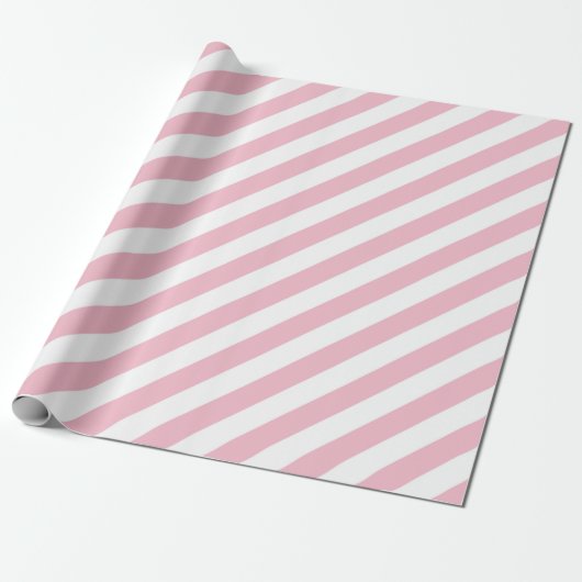 Roze en witte strepen cadeaupapier (Uitgerold)