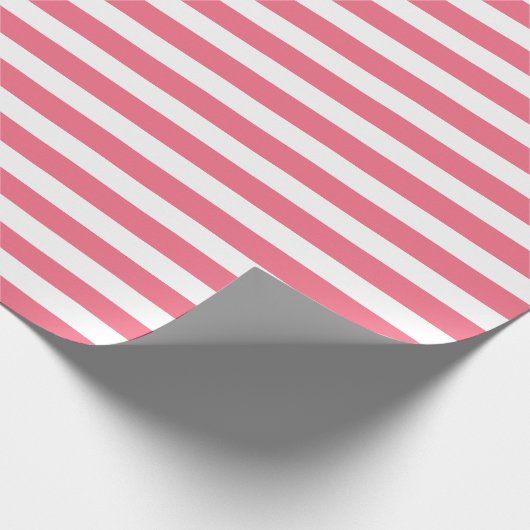 Roze en witte strepen cadeaupapier (Hoek)