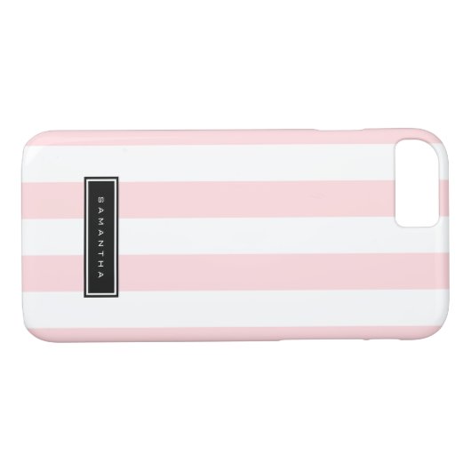 Roze en witte strepen Case-Mate iPhone case (Achterkant (Horizontaal))