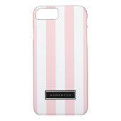 Roze en witte strepen Case-Mate iPhone case (Achterkant)
