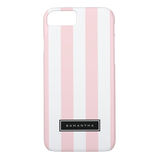 Roze en witte strepen Case-Mate iPhone case (Achterkant)
