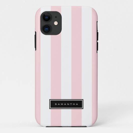 Roze en witte strepen Case-Mate iPhone case (Achterkant)