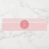 Roze en witte strepen en Polka Dot Monogram Waterfles Etiket (Enkel label)