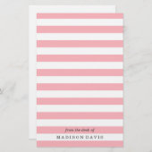 Roze en witte strepen | Gepersonaliseerde schrijfb Briefpapier (Voorkant / Achterkant)
