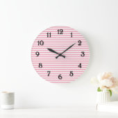 Roze en Witte Strepen Grote Klok (Huis)