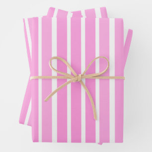 Roze en witte strepen inpakpapier vel