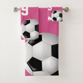 Roze en witte strepen Jersey Voetbal Bad Handdoek