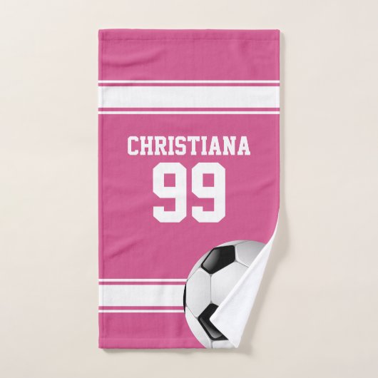 Roze en witte strepen Jersey Voetbal Bad Handdoek (Handdoek)