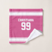 Roze en witte strepen Jersey Voetbal Bad Handdoek (Wasdoekje)