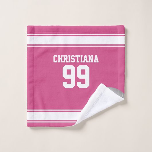 Roze en witte strepen Jersey Voetbal Bad Handdoek (Wasdoekje)