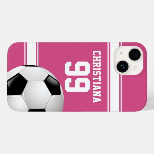 Roze en witte strepen Jersey Voetbal Case-Mate iPhone Case (Achterkant (horizontaal))