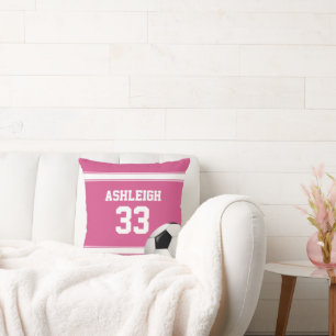 Roze en witte strepen Jersey Voetbal Kussen