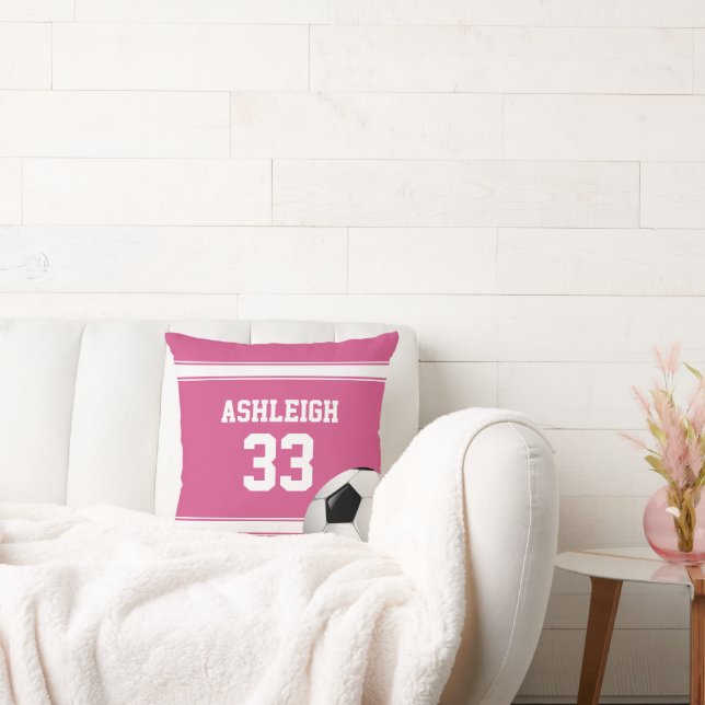 Roze en witte strepen Jersey Voetbal Kussen (Bank)
