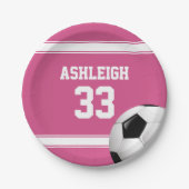 Roze en witte strepen Jersey Voetbal Papieren Bordje (Voorkant)