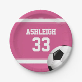 Roze en witte strepen Jersey Voetbal Papieren Bordje