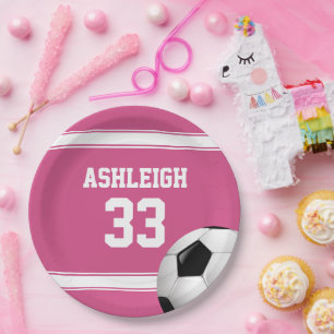 Roze en witte strepen Jersey Voetbal Papieren Bordje
