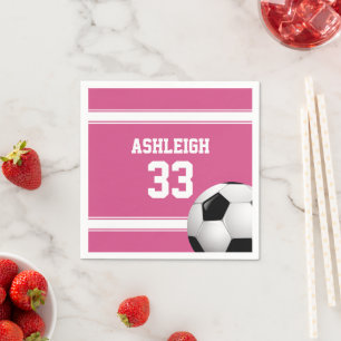 Roze en witte strepen Jersey Voetbal Servet