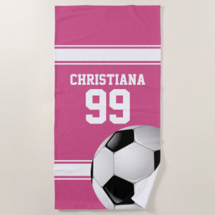 Roze en witte strepen Jersey Voetbal Strandlaken
