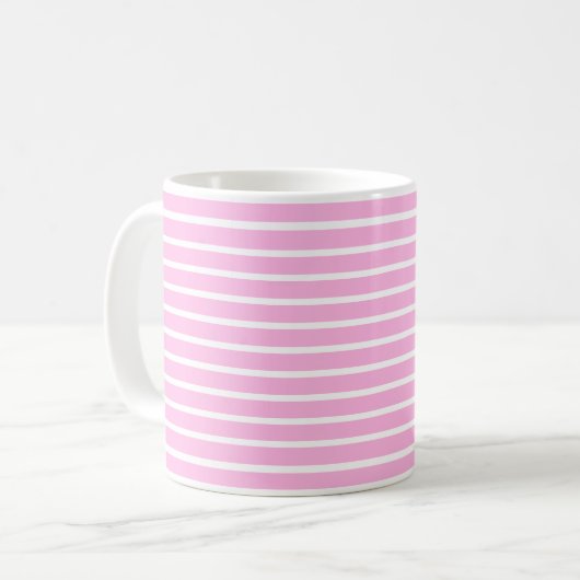 Roze en witte strepen koffiemok (Voorkant links)