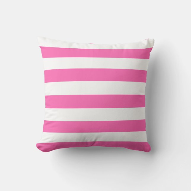 Roze en Witte Strepen Kussen (Voorkant)