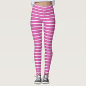 Roze en witte strepen leggings (Voorkant)