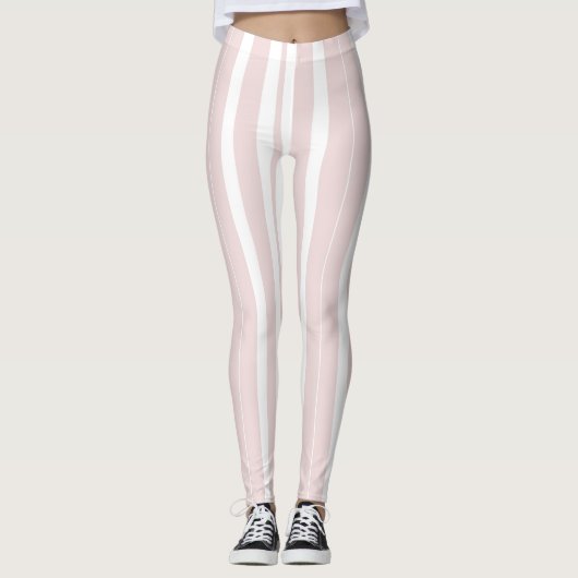 roze en witte strepen leggings (Voorkant)
