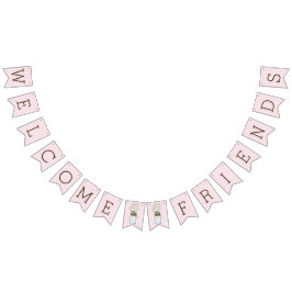 Roze en witte strepen met Mason Jar Baby shower Vlaggetjes