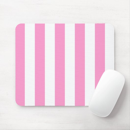 Roze en witte strepen Mousepad Muismat (Met muis)