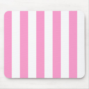 Roze en witte strepen Mousepad Muismat