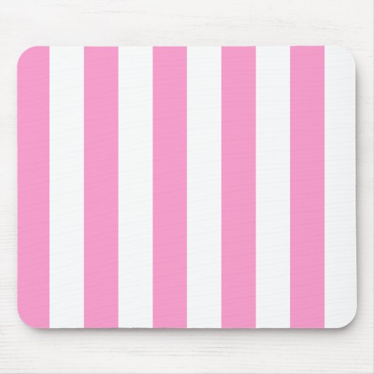 Roze en witte strepen Mousepad Muismat (Voorkant)