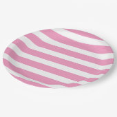 Roze en witte strepen papieren bordje (Gekanteld)