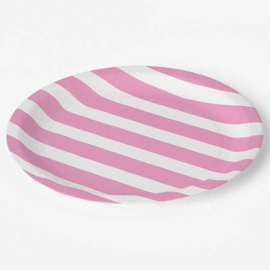 Roze en witte strepen papieren bordje (Gekanteld)