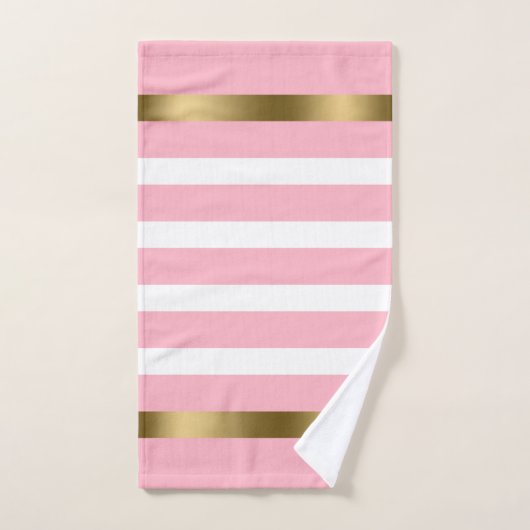 Roze en witte strepen patroongoudaccenten bad handdoek (Handdoek)