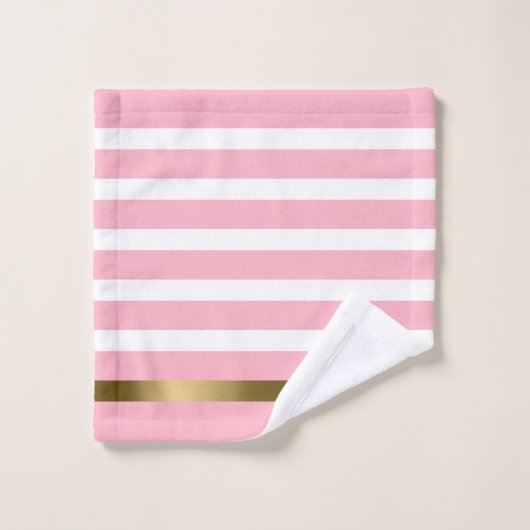 Roze en witte strepen patroongoudaccenten bad handdoek (Wasdoekje)